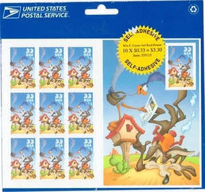 Scott #3391 Road Runner & Wile E. Coyote Sheet of 10 Stamps - Sealed - Picture 1 of 3