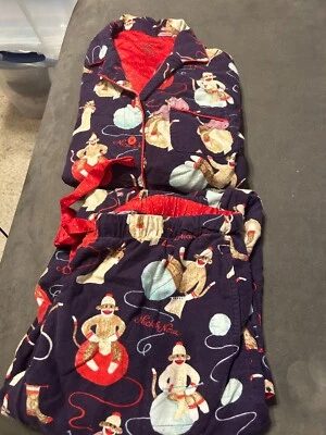 Nick And Nora PEQUEÑO Conjunto de Pijama Calcetín Mono Hilo de Tejer Franela Púrpura -15 Foto 1 de 4