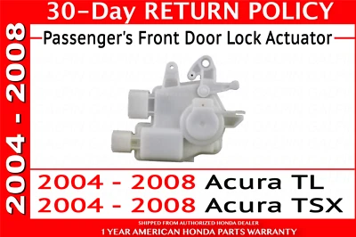 Actuador de puerta delantera para pasajeros 2004-2008 genuino OEM Acura TL TSX 72115-SDA-A01 Foto 1 de 2