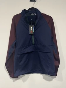 NWT RLX Ralph Lauren Men's Golf 1/2 Zip Color Block Pullover Blue Maroon M $168 - Picture 1 of 9