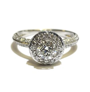 Anillo de compromiso IGI 14k oro blanco 1,67ct SI2 H halo de diamantes redondos 4,1 g natural - Imagen 1 de 9