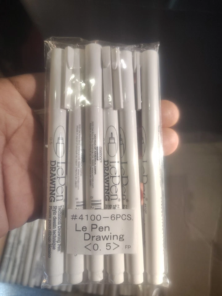 Marvy Uchida Le Pen Technical Drawing 0.5mm Nib Black School Art Cartoon Anime - Image 1 of 2