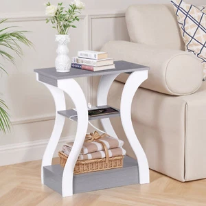 3 Tier End Table Small Bedside Table Nightstand for Bedroom Living Room Gray - Picture 1 of 24
