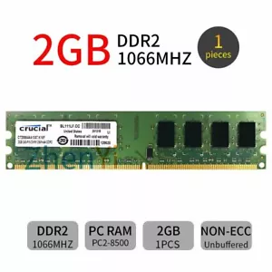 2GB DDR2 1066MHz PC2-8500U OverClock Gaming Memory DIMM Desktop RAM For Crucial - Picture 1 of 8