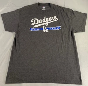 Majestic LA Dodgers XL T-Shirt Gray National League Script Logo MLB Tee - Picture 1 of 7