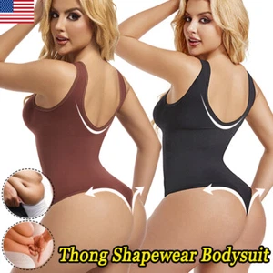 Backless Women Thong Shapewear Bodysuit Tummy Control Body Shaper Top Underwear - Picture 1 of 38