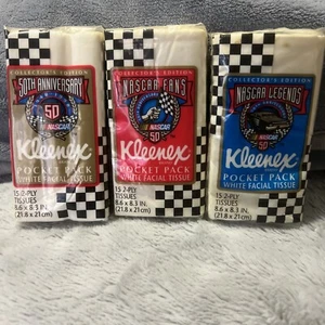  VINTAGE LOT OF 3 1998 NASCAR LEGENDS 50TH ANNIVERSARY KLEENEX 15CT POCKET PACKS - Bild 1 von 6
