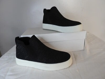 Steve Madden девочек кроссовки размер 1 черный блеск высоты верхний скольжения на ботинок - Изображение 1 из 4