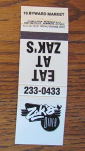 ZAK'S DINER RESTAURANT STREICHHOLZBUCHHÜLLE: OTTAWA, ONTARIO LEERES STREICHHOLZCOVER -A7 - Bild 1 von 1