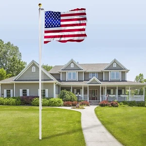 20 Ft Aluminum Flag Pole Sectional Flagpole Kit Heavy Duty 3'x5' US Flag - Picture 1 of 11