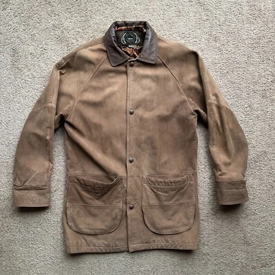 Chaqueta Global Identity G III Para Hombre Pequeña De Colección Cuero Cierre con Botones Marrón Extendido Foto 1 de 4