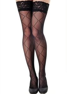 Women's Fashionable Desire Black Fishnet Thigh High Stockings Hosiery Socks SK8