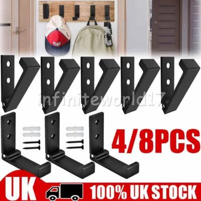 4/8PCS Wall Mounted Foldable Single Hook Hanger For Clothes Towel Home Organizer - Image 1 of 4