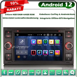 Android 12 8-Kern 64GB WiFi Autoradio GPS Ford Focus C/S-Max Galaxy Kuga Transit - Bild 1 von 21