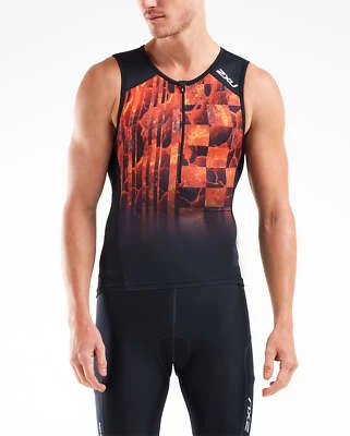 New 2XU Men Perform Front Zip Tri Singlet Small Triathlon Top Race Train MT5530a Foto 1 de 4