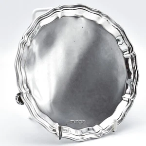 Antique Sterling Silver Card Tray Waiter Salver Sheffield 1938 Heavy - Picture 1 of 8