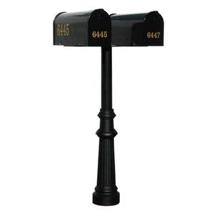 Qualarc, Hanford Twin Post, Base 8, NO Scroll, E1 Economy Rural Mailbox w/Vinyl - Picture 1 of 2