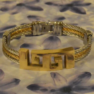 Dolly-Bijoux  Bracelet 3 Câbles Acier Filigramme GREC Plaqué Or Fantaisie  - Picture 1 of 2