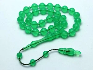 Bright green color 33 beads Islamic Prayer Beads Misbaha Rosary worry 401059 - Picture 1 of 5