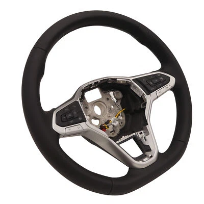 Multi Function Steering Wheel Heated VW Golf 8 VIII Tiguan II AX1 Leather Black - Image 1 of 4