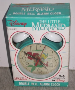 Walt Disney Sunbeam The Little Mermaid Blue Windup Double Bell Alarm Clock Works - Picture 1 of 5