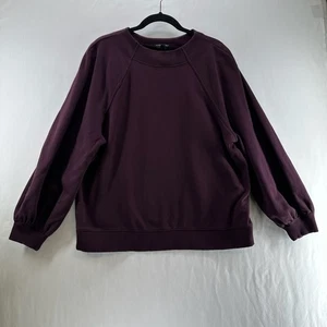 Banana Republic Sweatshirt Mens XL Pullover Crewneck Fleece Raglan Sleeves Plum - Picture 1 of 11