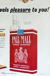 De colección 1964 Ad Pall Mall Cigarettes Travels Pleasure To You Naturally Good - Imagen 1 de 3