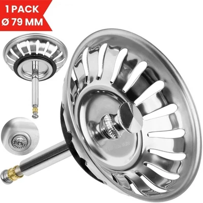 Siebkorb mit Zapfen Siebkörbchen Spülbecken Abflusssieb Spültisch Ablaufstopfen - Bild 1 von 4