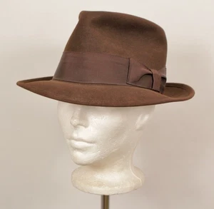 Sombrero Fedora Bartellino 15 Marrón Años 50 De Colección Para Hombre Talla 7 1/8 Años 50 Chicago - Imagen 1 de 10