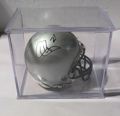 CASCO DE FÚTBOL AMERICANO MINI RIDDELL PLATEADO AUTOGRAFIADO FIRMADO POR PATRICK PETERSON NFL Foto 1 de 4