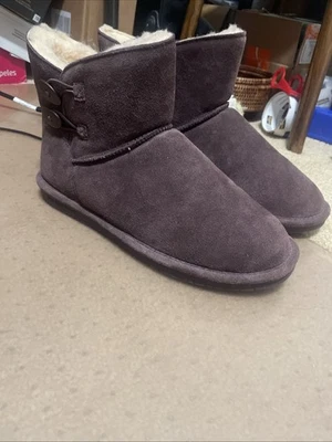 Bearpaw Rosy Suede Sheepskin Button Boot. Purple Color Women's Size 7. New - Image 1 of 4