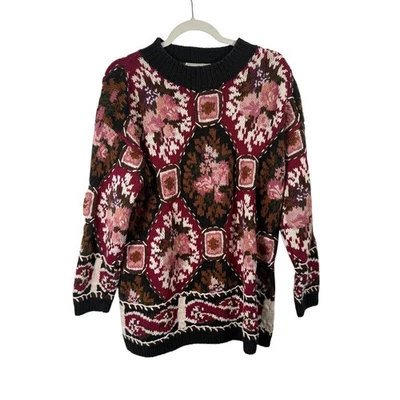 Suéter Express Tricot Vintage Floral Patchwork Cottage Grueso Para Mujer Mediano Foto 1 de 4