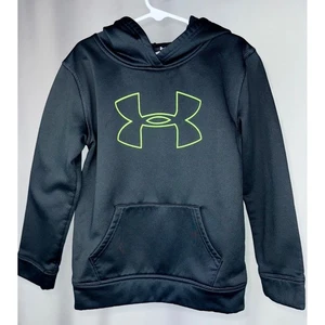 Under Armour Hoodie Pullover Fleece Lined Activewear Black Youth Size 7 - Picture 1 of 4