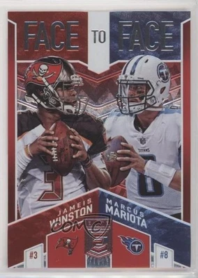 2018 Donruss Elite Face to Face Red /99 Jameis Winston Marcus Mariota #F2F-9 - Image 1 of 2