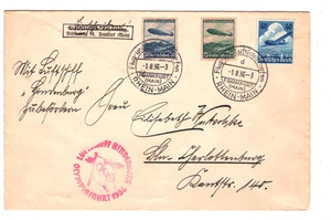 ZEPPELIN *HINDENBURG* Air Mail Cover 1936 OLYMPIAFAHRT Frankfurt Reg KZ63 - Picture 1 of 16