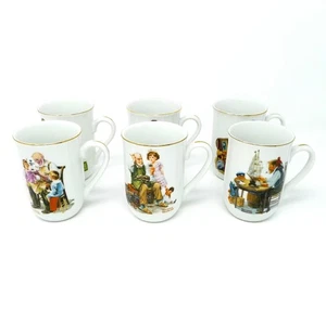 Juego de 6 tazas de porcelana Norman Rockwell 1982 tazas de coleccionista de museo - Imagen 1 de 6