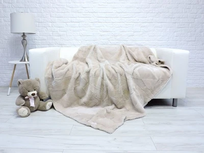 Echtes Lammfell Überwurf: Creme Plüsch Fleece Decke (208cm x 165cm) 227/1 - Bild 1 von 4