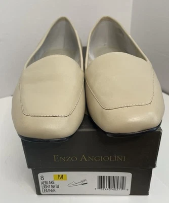 Mocasín informal sin cordones natural ligero Enzo Angiolini zapatos planos de cuero para mujer 8M Foto 1 de 4