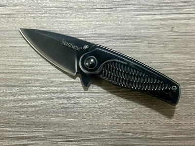 Kershaw Spoke Linerlock Pocket Knife Assisted Open Black Plain Edge 1313BLK EDC - Image 1 of 4