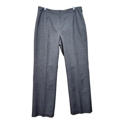 NEW Le Suit Dress Pants Womens SZ 14 Gray Strip Flat Lined Career Workwear NWT - Image 1 of 4