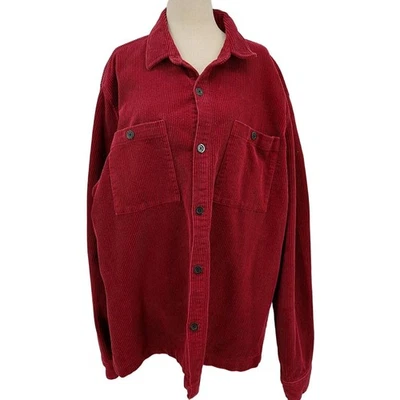 H&M sz L  burgundy red heavy corduroy button down long sleeve  jacket shirt B104 - Image 1 of 4