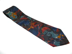 Men's HALSTON III Silk Tie Necktie EXPRESSIONISM ART FAUVISM DECOR BLACK BLUE - Picture 1 of 3
