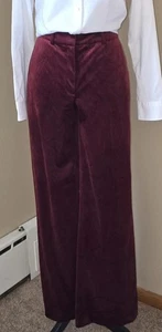Express Editor Mid Rise Velvet Trousers Red Size 6R Relaxed Fit Dress Pants - Picture 1 of 10