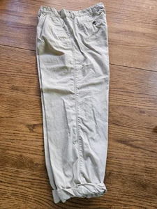 Calvin Klein Damen Baumwollhose Capri cremefarben elastisch unten Plissee vorne 8 - Bild 1 von 20
