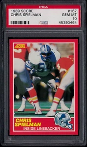 1989 SCORE RC #167 CHRIS SPIELMAN DETROIT LIONS PSA 10 GEM MINT ROOKIE #45393464 - Bild 1 von 2