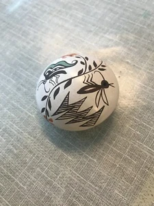 Acoma Pueblo Navajo Keramik Samen Topf weiß Design von Henderson H1,5" x T2" - Bild 1 von 4