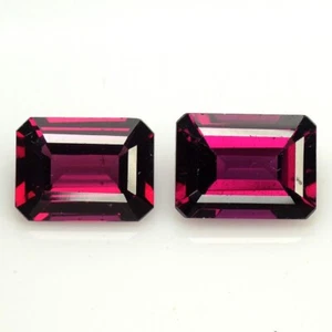 4.110 Ct & 8x6 mm _ Purple Pink Natural Rhodolite Garnet Octagon 2pc's Gemstones - Picture 1 of 10