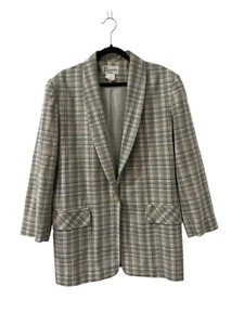 Skirtmaster Sydney Women's Gray Tartan Check Jacket Blazer Size 14 Vintage - Picture 1 of 6