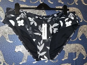 Brandneu mit Etikett Damen schwarz & weiß Papercut Daisy Bikinihose von Debenhams Größe 20 - Bild 1 von 5