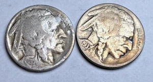 1935-D y 1937-D Buffalo Nickel EE. UU. 5c Par ~ Bonitos Detalles ~ Consigue Ambas Monedas ~ M77 - Imagen 1 de 2